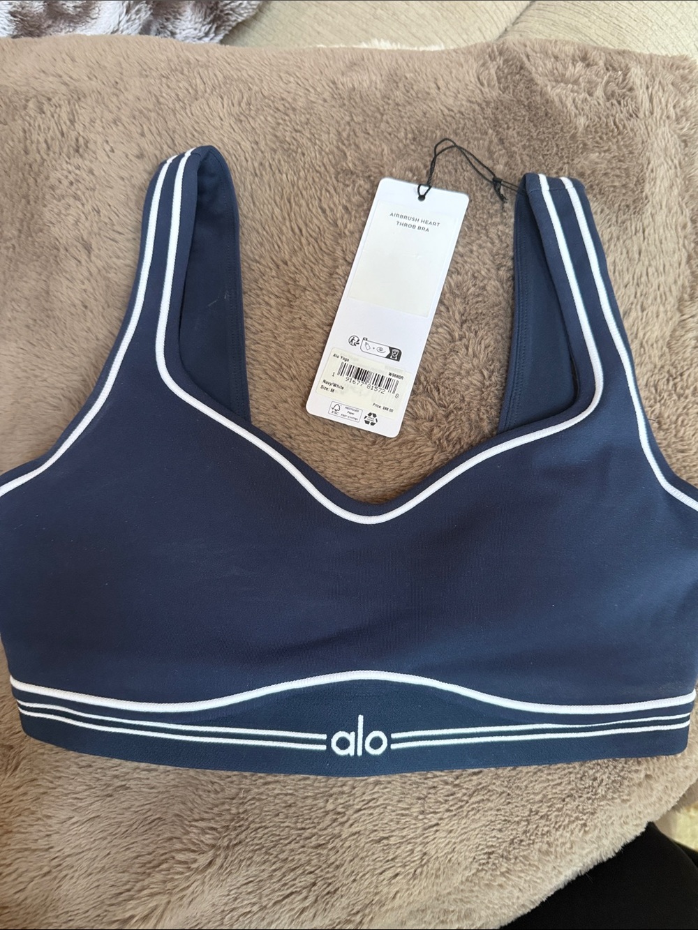 ALO Yoga Navy and White Athletic Bra - medium - New with tags